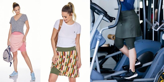 capa saia shorts fitness evangelica moda modesta tecido emana plus