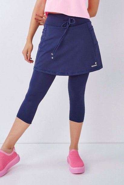 Saia Calça Azul Marinho Fitness Evangélica Poliamida UV50 Epulari