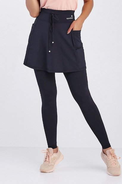 Saia Calça Comprida Preta Com Bolsos Fitness Evangélica Epulari