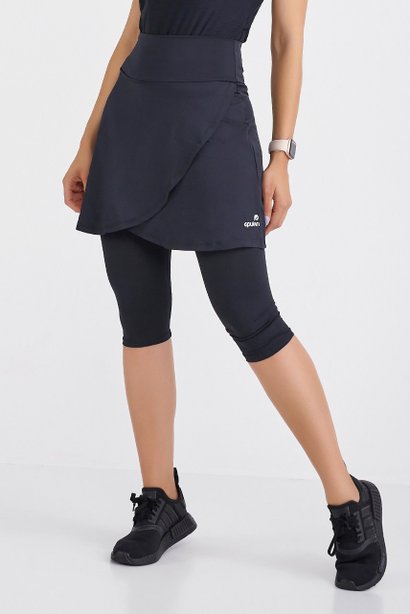 Saia Calça Preta Transpassada Fitness Evangélica Epulari