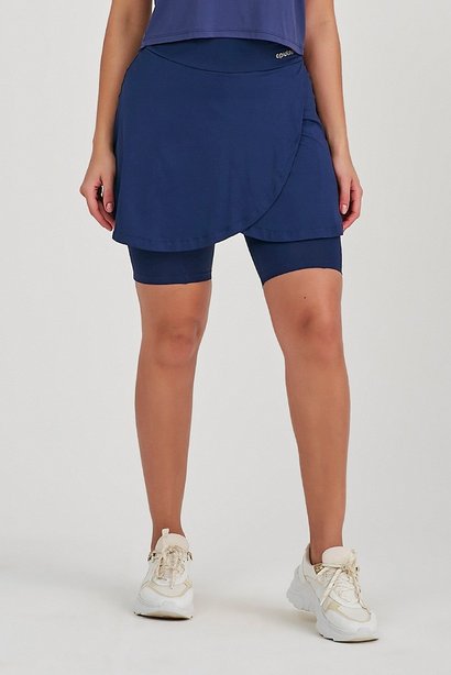 Short Saia Biker Com Bolso Azul Marinho Poliamida UV50 Epulari