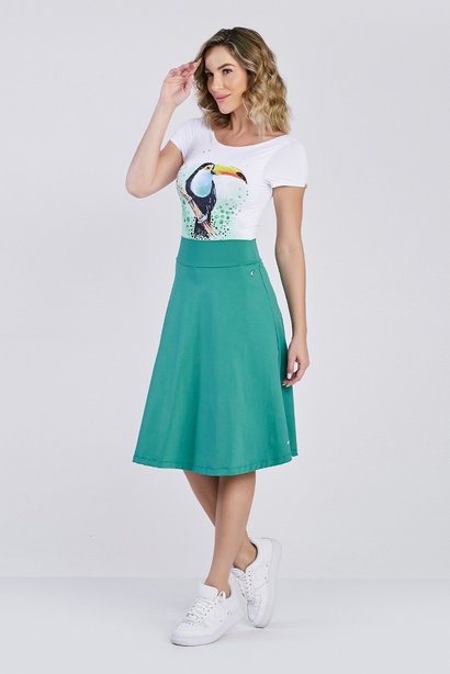 Short Saia Midi Cor Chá Verde Poliamida Proteção Solar Epulari