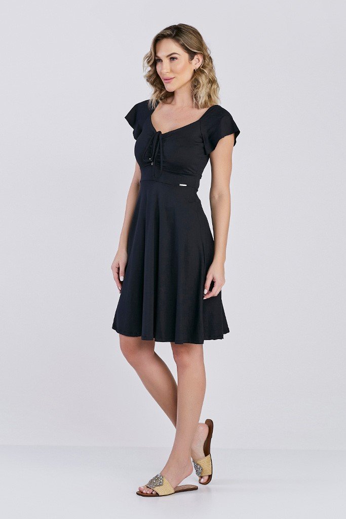 Vestido Preto Moda Praia Com Short Tecido Prprio Para gua Poliamida Proteo Uv50 Epulari Preto - GG