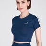 Top Cropped Feminino Azul Marinho Poliamida Proteção Solar UV Epulari