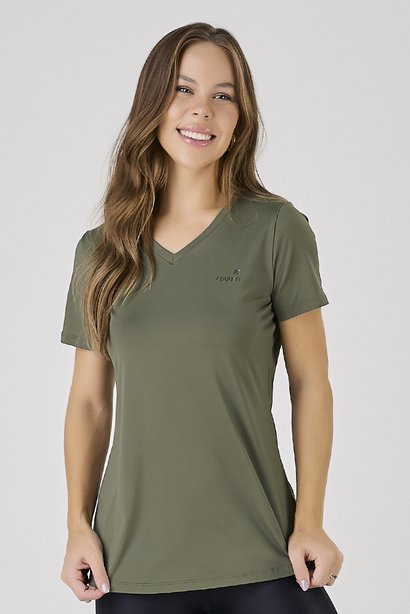 Camiseta  Tapa Bumbum Verde Militar Para Mulheres de Até 1,60 de Altura Epulari