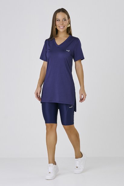 t shirt alongada azul marinho poliamida protecao uv50 epulari 2