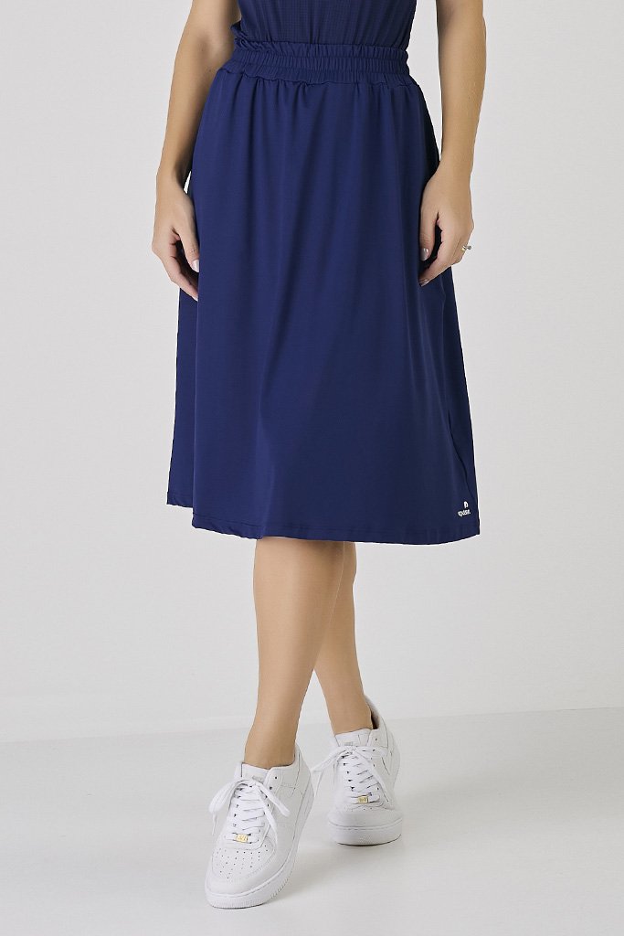 Short Saia Midi Azul Marinho Poliamida Proteção UV50 Epulari