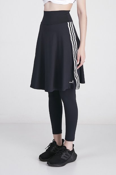 Saia Calça Comprida Preta Moda Fitness Modesta Poliamida Proteção Epulari