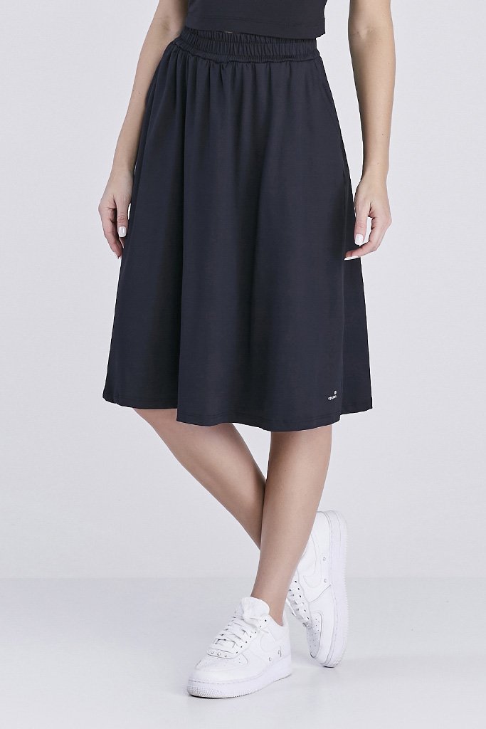 Short Saia Midi Com Bolsos Preto Poliamida Proteção Solar UV50 Epulari