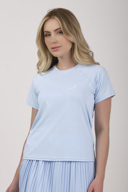 Camiseta Feminina Academia Poliamida Azul Claro Collab Tamiris Rodrigues Epulari