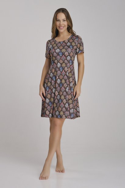 Vestido 2 em 1 Estampado Moda Praia Com Tic Tac Para Prender Short Proteção Solar UV50 Epulari