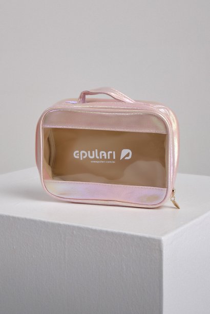 Necessaire Impermeável Rosa Metálico Epulari 
