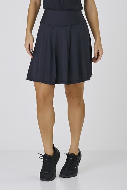 Short Saia Preto Pregas Poliamida Média Compressão Proteção Solar Epulari 