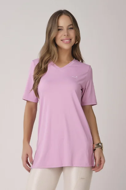 Camiseta Tapa Bumbum Rosa Poliamida Proteção UV Epulari