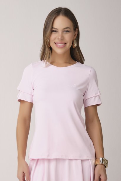 T-Shirt Feminina Rosa Claro Poliamida Proteção UV Epulari