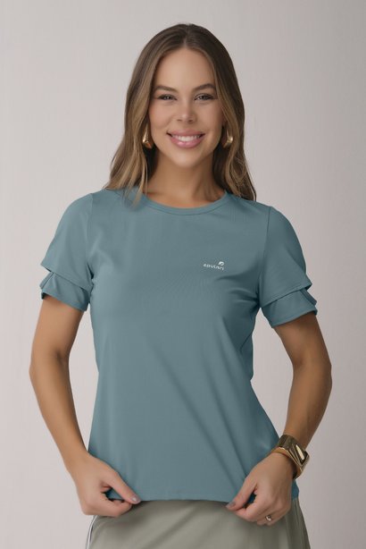 T- Shirt Feminina Academia Verde Oliva Poliamida Proteção UV Epulari
