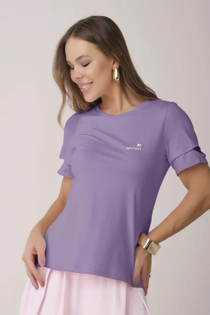 T-Shirt Feminina Academia Lilás Poliamida Proteção UV Epulari