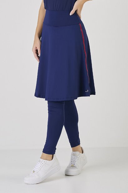 Saia Calça Comprida Azul Marinho Moda Fitness Modesta Poliamida Proteção UV Epulari