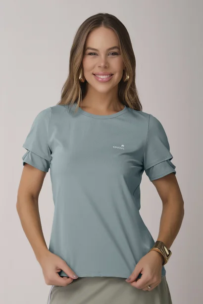 T- Shirt Feminina Academia Verde Oliva Poliamida Proteção UV Epulari