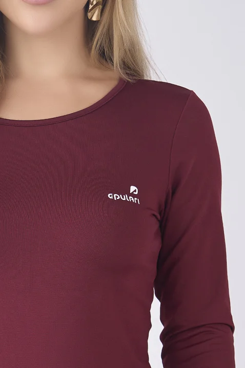 blusa segunda pele bordo termica peluciada por dentro na cor bordo epulari 5