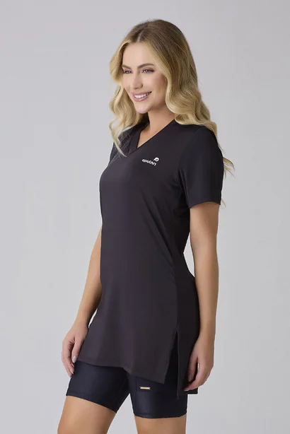 T-Shirt Camisetão Tapa Bumbum Feminina Preta Dry Proteção UV50 Epulari