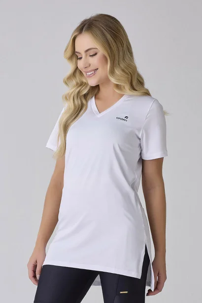 Camiseta Branca Feminina Para Academia Cobre Bumbum Dry Proteção UV50 Epulari