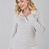 Blusa Manga Longa Polo Listrada Off White Suedine Premium Epulari