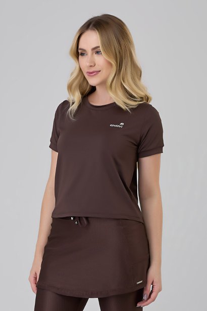 Cropped Feminino Marrom Poliamida Proteção UV Epulari 