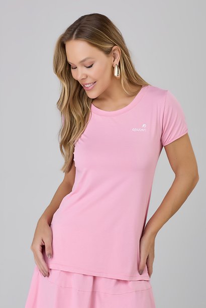 T-Shirt Rosa Claro Poliamida Proteção UV Epulari 