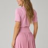 short saia pliassado moda modesta na cor rosa em poliamida epulari 1