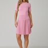 short saia pliassado moda modesta na cor rosa em poliamida epulari 2