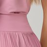 short saia pliassado moda modesta na cor rosa em poliamida epulari 14