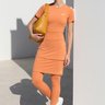 saia calca comprida na cor laranja moda fitness modesta epulari
